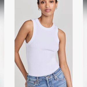 Madewell Women’s White / Cream Ribbed Supima Cotton Racerback Tank Top Size L